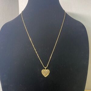 Gold Tone Heart Pendant Necklace